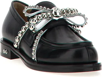 Mach & Mach Crystal Stud-Embellished Loafer - Black