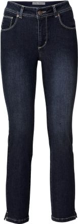 Heine R&ouml;hrenjeans HEINE, Damen, Gr. 17, Kurzgr&ouml;ssen, blau (schwarz denim), 76% Baumwolle, 16% Polyester, 7% Viskose, 1% Elasthan, Miedereinsatz:15% Elasthan