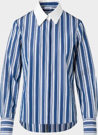 Akris Striped Poplin Button-Down Blouse