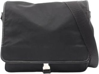 Prada Pre-owned Nylon Saffiano Leren Schoudertas - unisex - Vintage Schoudertas - Zwart - ONE Size - Nylon - Vintage