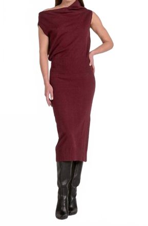 Elan Off Shoulder Midi Sweater Dress In Maroon