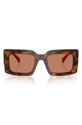 Prada 52mm Rectangular Sunglasses in Juniper Tortoise /Brown at Nordstrom