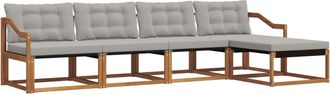 vidaXL Conjunto De Sof&aacute;s De Exterior 5 Uds. Gris Natural Y Claro Vidaxl
