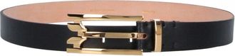 Victoria Beckham Smooth Leather Gold-Tone Cut-Out Buckle Belt