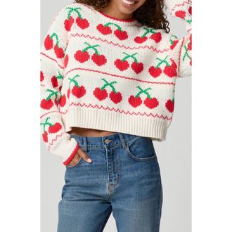 Florence By Mills Cherry Crewneck Crop Sweater in Jet Stream at Nordstrom Rack, Size Xx-Small