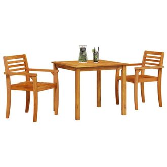 Berkfield Home Modern 3-Piece Acacia Wood Garden Dining Set in Brown
