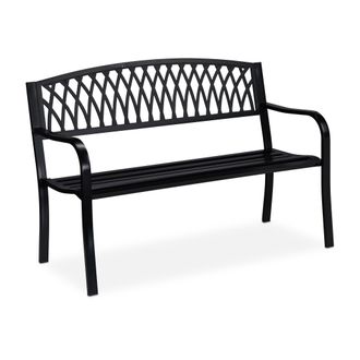 Relaxdays Relaxdays - Panca Da Giardino, Outdoor, A 2 Posti, Elegante Accessorio Per Arredare Balcone E Veranda, 87x127x60 Cm, Nero