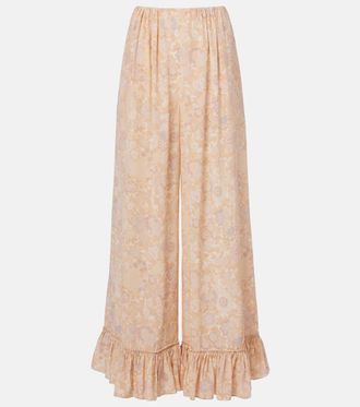 Chlo&eacute; Chlo&eacute; Floral ruffled silk wide-leg pants