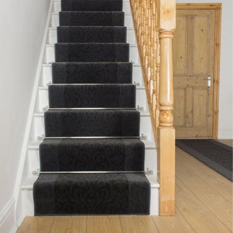 Runrug Grey Baroque Stair Carpet Runner | Size: 60 cm x 570 cm