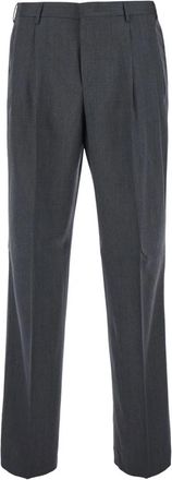 Pantaloni Torino Gekreukte broek - Heren - Straight fit broeken - Blauw - XL - Wol - Broeken