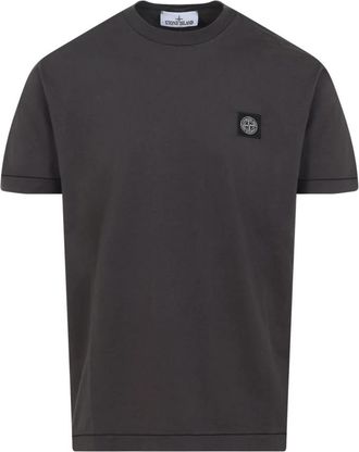 Stone Island Cotton T-Shirt - Heren - T-shirts - Grijs - S - Katoen - Tops
