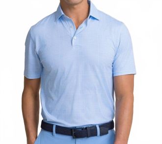 Southern Tide Driver Coral Key Plaid Polo In Ocean Channel
