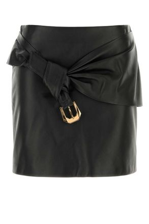 Versace Black leather mini skirt