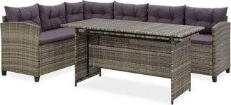 vidaXL Set De Muebles De Jard&iacute;n 2 Pzas Y Cojines Rat&aacute;n Sint&eacute;tico Gris Vidaxl