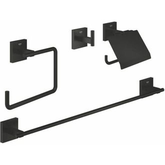 GROHE QuickFix Start Cube - Set di accessori da bagno 4 in 1, nero opaco 411152430 - Grohe