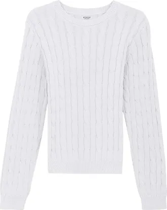 Vivid Cable Knit Ribbed Neck Sweater in White at Nordstrom, Size Xx-Large