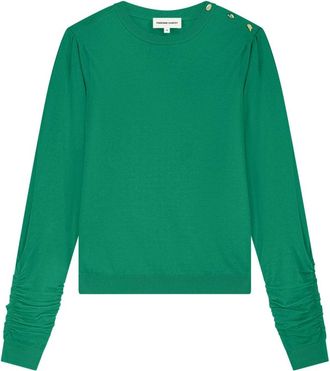 Fab By Fabienne Chapot Molly Scrunch Pullover - Dames - Ronde hals truien - Groen - XS - Leer - Truien & Vesten