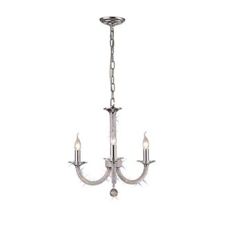 Netlighting Elena Ceiling Pendant Chandelier 3 Light Polished Chrome Crystal in Grey