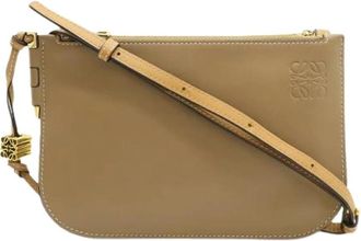Loewe Pre-owned Cross Body Bags, female, Brown, Size: ONE SIZE Pre-owned Gate Double Zip Pouch Leather Shoulder Bag