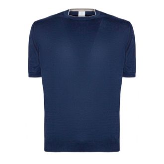 Eleventy Round-neck Knitwear, male, Blue, Size: M Crew Neck T-Shirt