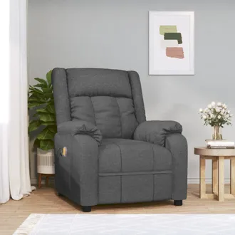 vidaXL Sill&oacute;n De Masaje De Tela Gris Oscuro Vidaxl