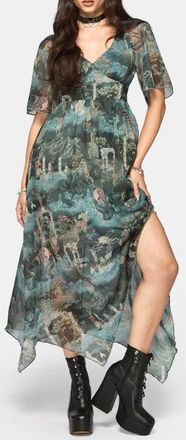Disturbia Thalassa Lace Up Midaxi Dress in Blue at Nordstrom, Size 12