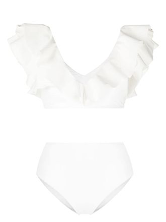 Maygel Coronel Mila ruffle-detail bikini - White