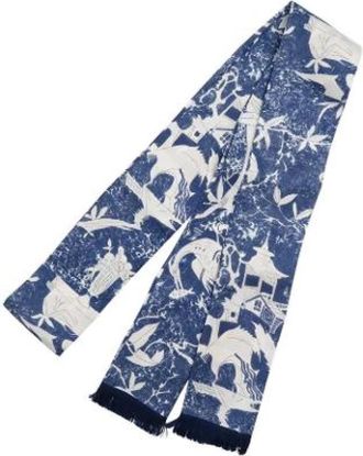 Valentino Pre-owned Scarves, female, Blue, Size: ONE SIZE Pre-owned Silk Scarf