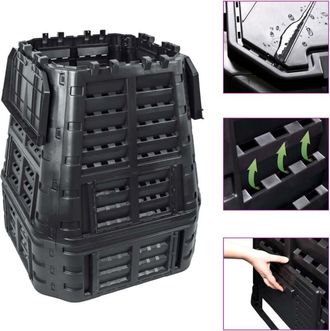 vidaXL Compostador De Jard&iacute;n Negro 93,3x93,3x113 Cm 740 L Vidaxl