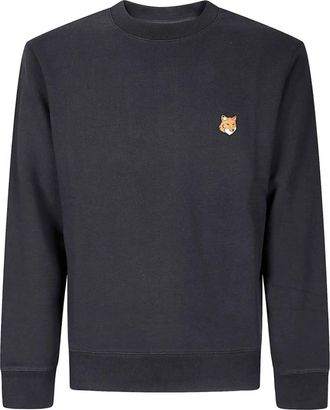 Maison Kitsun&eacute; Zwarte Fox Head Katoenen Sweatshirt - Heren - Sweatshirts - Zwart - XS - Katoen - Hoodies & sweatvesten