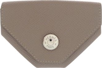 Herm&egrave;s Gray Epsom Leather Coin Purse/Coin Case (Pre-Owned)