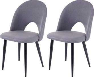 Hhg Nunca Usado] Juego De 2 Sillas De Comedor Hhg 205, Silla De Cocina, Tela/textil, Gris Oscuro