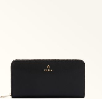 Furla Camelia Zip Around Nero Nero Pelle Stampata Donna