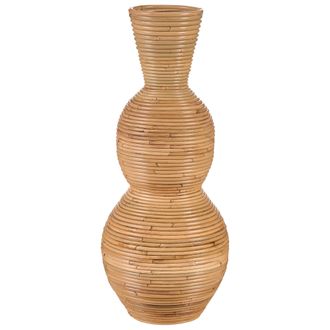 Beliani Jarr&oacute;n Decorativo De Rat&aacute;n Trenzado 70 Cm Estilo Boho R&uacute;stico Florero Natural Symi