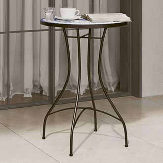 vidaXL Mesa De Bistr&oacute; De Mosaico Cer&aacute;mica Azul Y Blanco &Oslash;50x70 Cm Vidaxl