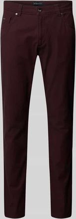 Bugatti Regular Fit Hose mit Label-Detail Modell CORDOBA in Bordeaux, Gr&ouml;&szlig;e 32/32