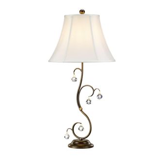 Loops Table Lamp Crystal Cut Glass Spheres White Shade Bronze Patina LED E27 60W