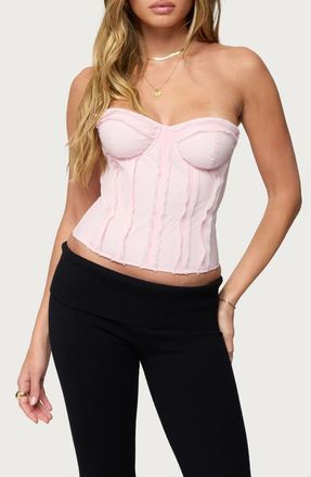 Edikted Naliah Raw Edge Underwire Crop Top in Light-Pink at Nordstrom, Size X-Large