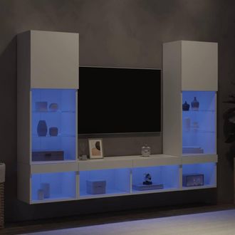 Berkfield Home 5 Piece TV Wall Units with LED White Engineered Wood