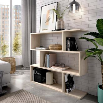 Dmora Librer&iacute;a Dfanes, Librer&iacute;a Baja De Doble Cara, Estante Con Tres Compartimentos, Estante De Oficina Moderno, 110x24h97 Cm, Roble - Dmora