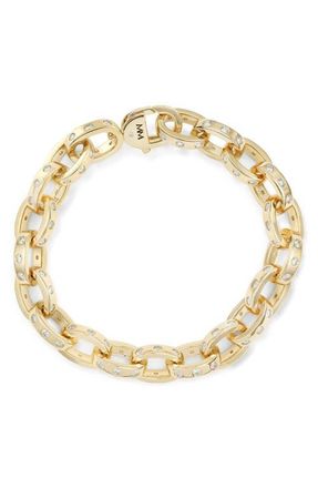 Melinda Maria Ashley Cubic Zirconia Chain Link Bracelet in Gold-White at Nordstrom, Size 7.5