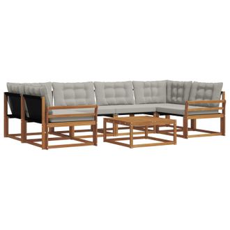 vidaXL Conjunto De Sof&aacute;s De Exterior 7 Pcs Gris Natural Y Claro Vidaxl