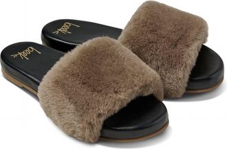 beek Women Baza Shearling Slides In Bronze/black