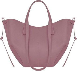 Generic Genuine Leather Womens Tote Bag - Large Capacity Barrel-shaped Commuter Shoulder Bag (Lilac Purple Small [with label])