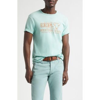 Ralph Lauren Western Cotton & Hemp Graphic T-Shirt in Faded Turquoise at Nordstrom, Size X-Large