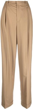 Polo Ralph Lauren pleat-front tailored trousers - women - Wool/Elastane/Viscose - 8 - Brown