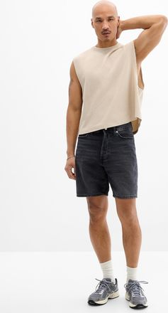 Le 31 Mens Faded black denim Bermuda Shorts