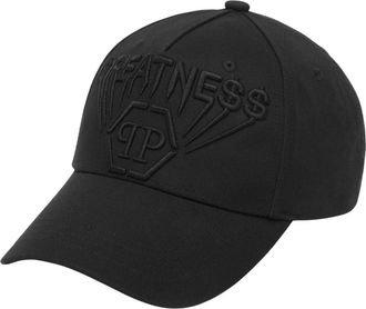 Philipp Plein Baseballpet met Geborduurd Logo - Heren - Petten - Zwart - ONE Size - Katoen - Accessoires
