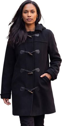 Jessica London Hooded Toggle Wool Coat in Black at Nordstrom, Size 18