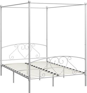 vidaXL Estructura Cama Con Dosel Sin Colch&oacute;n Metal Blanco 140x200 Cm Vidaxl